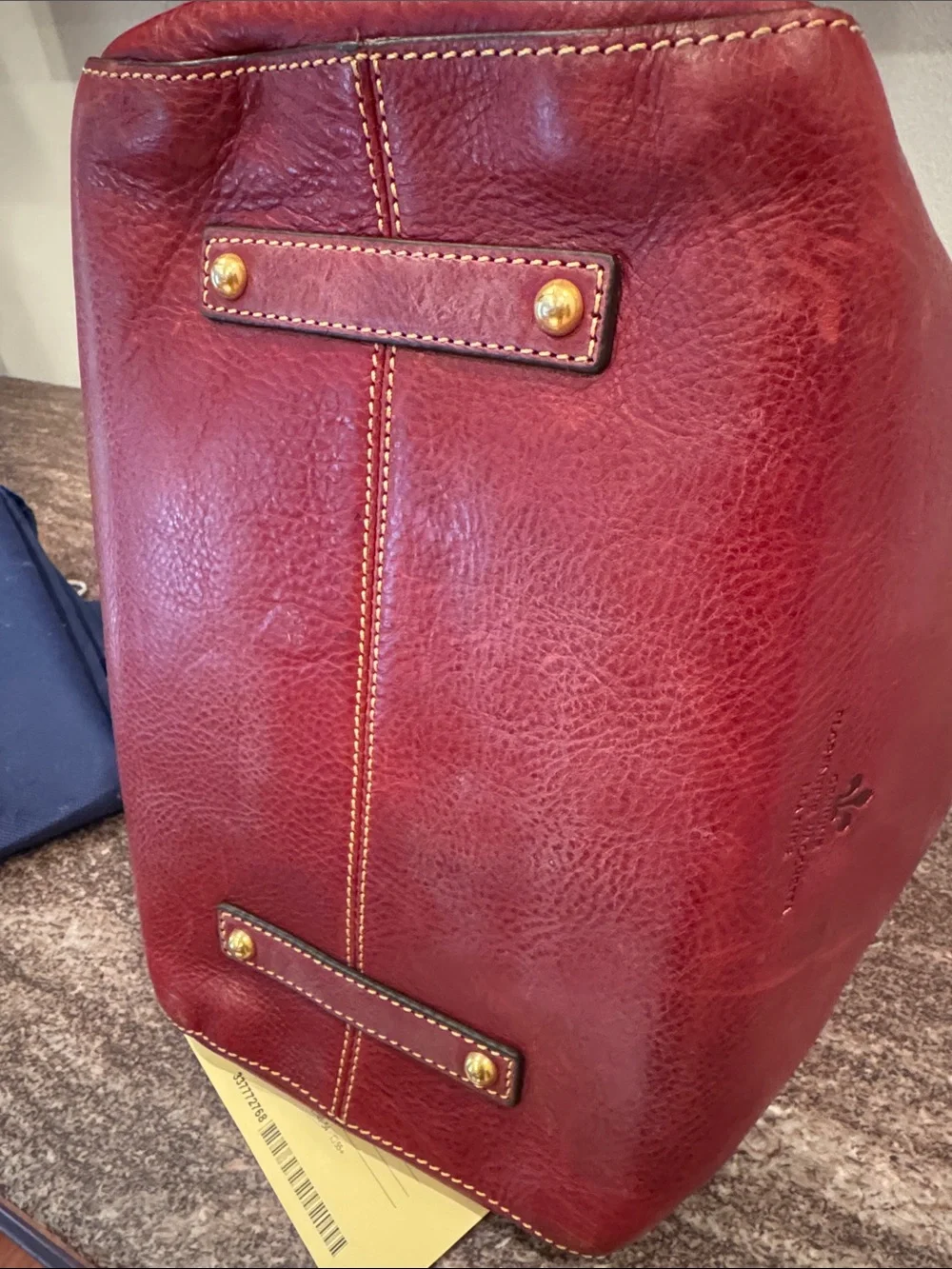 Dooney & Bourke Red Leather Drawstring Hobo with Gold-Tone Hardware